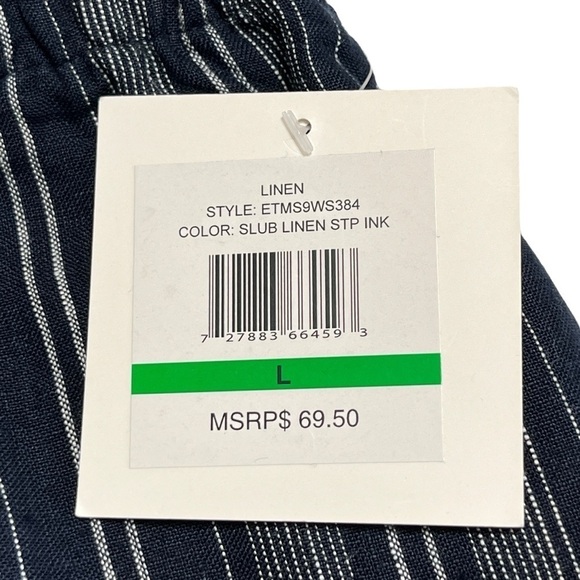 NWT Ellen Tracy Navy Striped 100% Linen Elastic Waist Skirt Size Large - Picture 5 of 9